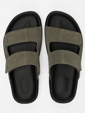 Veja Etna Suede Slides in Kaki and Black